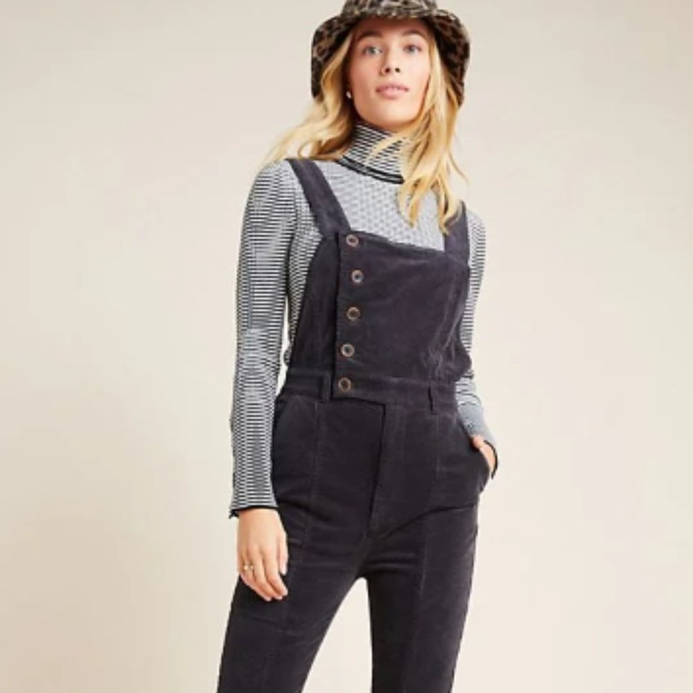 Pilcro Button-front Corduroy Overalls